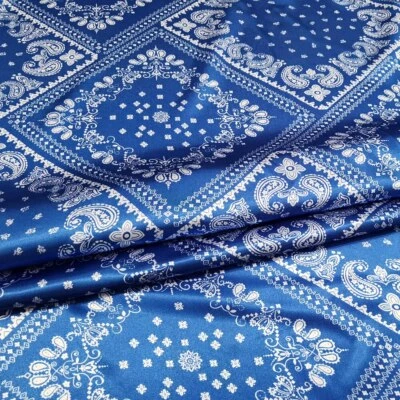 1 Yard X 1.48 meter Patchwork Paisley Print Satin Fabric LiningCharmeuse - Image 1 of 4