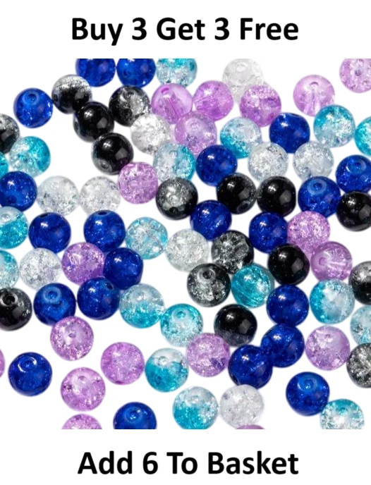 ❤ Mixed Glass Crackle Spacer Bead 4mm,6mm,8mm CARIBBEAN Jewellery Making UK ❤ - Image 1 of 1