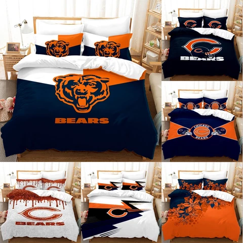 Chicago Bears 3 Piece Duvet Cover Set Pillowcase Cotton Blend Bedding Set Gift Cover