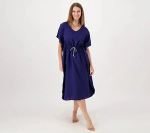 Cuddl Duds Airy Lounge Cloud Gauze Caftan Cover Up Night Navy S New - Picture 1 of 1