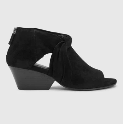 Zapato Eileen Fisher Anís Gamuza Bomba Negro Punta Abierta Giro Lateral Abierto Talla 9 Bolsa Antipolvo Foto 1 de 4