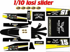 losi slider 1/10  wrap kit decal sticker DSBBB YELLOW - Picture 1 of 1
