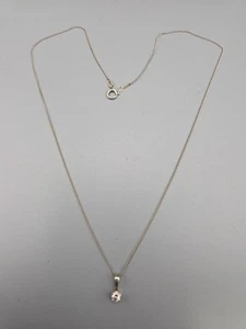 14 KT Weissgold Kette mit ca. 14 KT Weissgold Brillantanhänger ca. 1,72 Gr - Bild 1 von 14