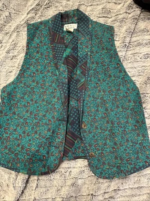 Chaleco Vintage Años 80 90 Para Mujer Napa Valley Reversible Estampado TALLA GRANDE Foto 1 de 4