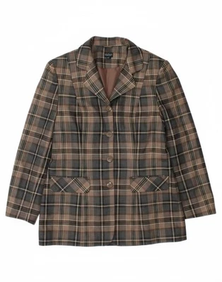 Chaqueta Blazer FIRST AVENUE Mujer 4 Botones Reino Unido 14 Mediana Marrón Cuadros AT14 Foto 1 de 4