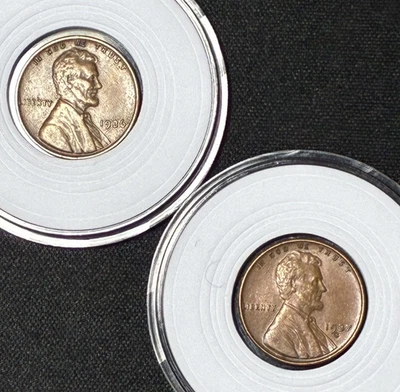 1936p 1937s Lincoln Wheat Penny 2 pc Collection Circulated  - Image 1 of 4