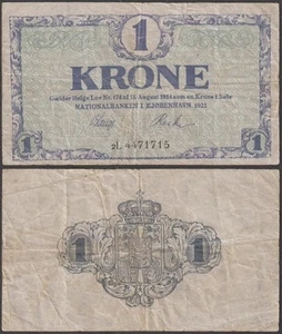 Danimarca, 1 corona, 1921, VF++ (piccolo bordo diviso), P-12(g) - Foto 1 di 1