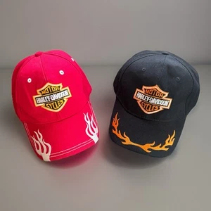 Two Harley Davidson Hats- Adjustable Black And Red- One Size Fits All - Picture 1 of 13