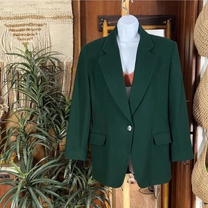 Vintage Worthington Woll Blazer 12 Smaragdgrün Dunkel Akademie Büro Preppy 80er - Bild 1 von 12