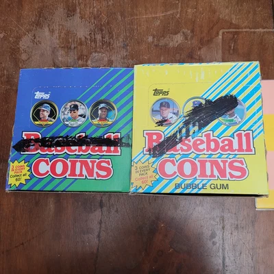 2 boxes- one 1989 and one 1990 TOPPS BASEBALL COINS  - BOXES OF 36 SEALED PACKS - Image 1 of 4