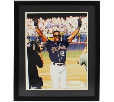 Rickey Henderson Signed San Diego Padres Framed 16x20 Arms Raised MLB Photo - Image 1 of 3