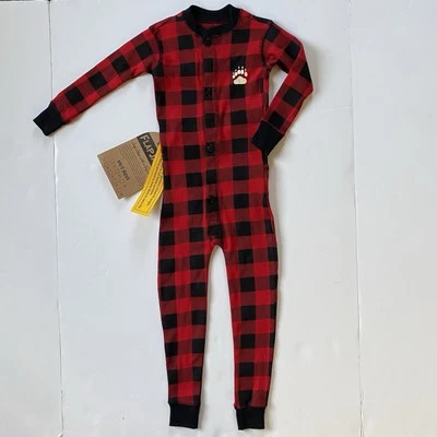 Lazy One Flap Jacks Size 2T  1 Piece New NWT Long Johns Bear Cheeks PJ's Checks - Image 1 of 4