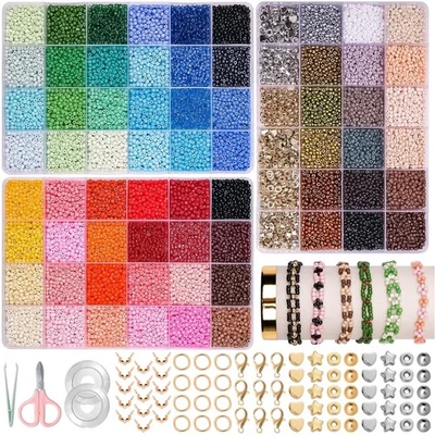 Bunte Perlen Schmuckset Armbänder Halsketten DIY 36500 Stück 72 Farben - Bild 1 von 2