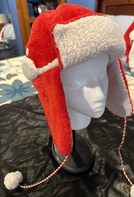 Sombrero de Papá Noel Hecho con Corbatas de Vellón Rojo y Blanco Cálido con Bola en Extremo Navidad Foto 1 de 4