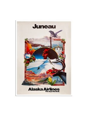 Póster de viaje Juneau Art Alaska impreso 12x16" XR4868 Foto 1 de 2