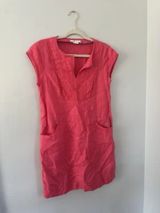 Boden Jessica Dress Sz 6p Linen Shift Pink Embroidered Pom Pom Barbie Core - Picture 1 of 10