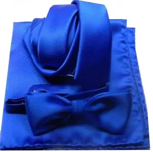 Corbata Royal Papillon azul completa 4 y pañuelo de bolso Skinny Clutch - Imagen 1 de 1