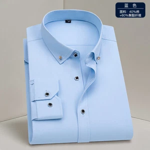 New Men's Dress Shirts Long Sleeves Formal Business Slim Fit Casual Shirts Tops - Picture 1 of 11