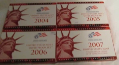 Juego de prueba de plata 2001 a 2007 certificado de autenticidad de Estados Unidos 7 juegos de plata con cuartos de plata Foto 1 de 4