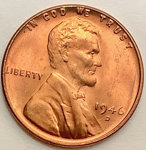 1946 D  BU Uncirculated Red RD - Lincoln Wheat Cent ~ A835 Cover