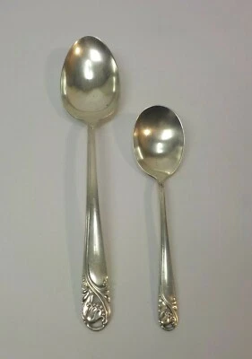 International SPRING GLORY Sterling Silver Sugar Spoon & 8.5" Serving Spoon - Image 1 of 4