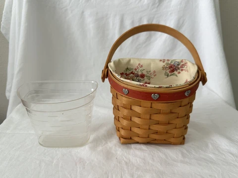 2001 Longaberger Sweetheart Red Love Notes basket fabric liner protector Cover