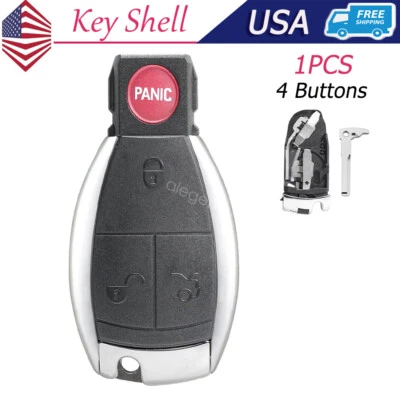 Llavero remoto carcasa 4 botones llave en blanco para Mercedes Benz E C R CL GL SLK Foto 1 de 4