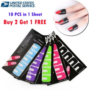 10PCS Nail Spill-proof protector Finger Cover Sticker Nail Polish Peel Off Tape - Picture 1 of 15