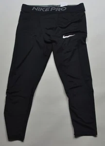 Nike Pro Compression Pants Tight Fit 3/4 Black Large - Picture 1 of 3