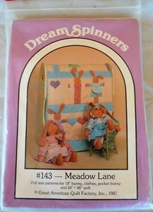 Complete Uncut Pattern Dream Spinners Meadow Lane 18” Bunny Doll Clothes Quilt - Picture 1 of 10