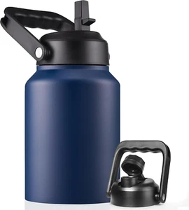 Halbe Gallone Isolierte Wasserflasche mit Strohhalm - 64 Unzen Edelstahl Wasserkrug - Bild 1 von 7