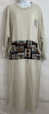 De Colección Años 70 Ropa de Ocio Talla XL Largo Completo Sudadera Vestido Tapiz Canguro Bolsillo Foto 1 de 4