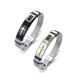 Christ Cross Stainless Steel Adjustable Bracelet - Picture 1 of 7