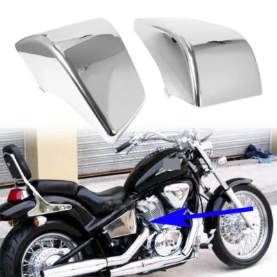 Chrome L&R Battery Side Fairing Cover For Honda Shadow ACE VT400 VT750 1997-2003 Foto 1 de 4