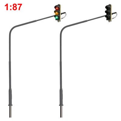 2 Stück Spur H0 1:87 Links Verkehrsampel Modell LEDs Lampe Beleuchtung Fahrzeug - Bild 1 von 4