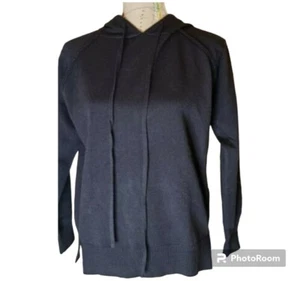 NWT Lucca Size Small Black Cropped Pullover Hoodie with Exposed Seams - Picture 1 of 4