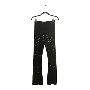 GB Women’s Size Small Black Sequined Flared Trousers Leggings Pants - Picture 1 of 13