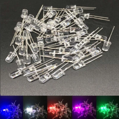 10-1000pcs 5mm 2pin Round white/pink/red/blue/green/uv/yellow Water Clear LED - Image 1 of 3