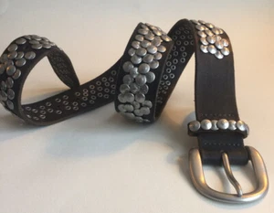 LIEBESKIND Berlin LKB50 Dark Grey leather studded woman’s Wide hip belt 66-81cm - Picture 1 of 6