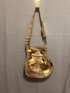 Disney Hannah Montana Vinage Guitar  Purse  Gold & Tan Guitar Bag Rhinestones - Picture 1 of 15
