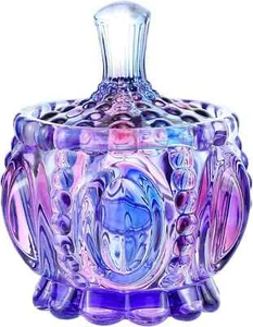 SOCOSY Royal Embossed Clear Glass Apothecary Jar With 7 oz, Purple Pumpkin - Picture 1 of 8