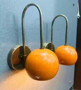 Wall Sconce Raw Brass Wall Light Pair of mid-century wall lamps Hand Made - Picture 1 of 9