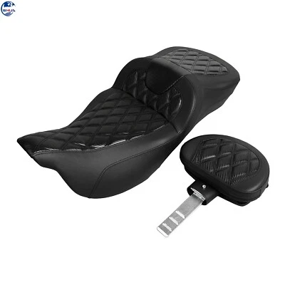 Extended Reach Road Sofa 2 Up Seat w/ Rider Backrest For Harley Road King Glide Foto 1 de 4