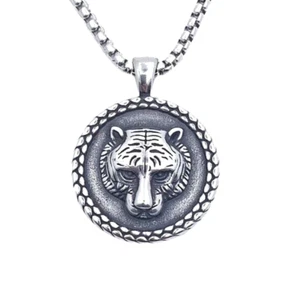 Men's Stainless Steel Tiger Head Necklace Pendant Jewelry Fashion Gift - Picture 1 of 7