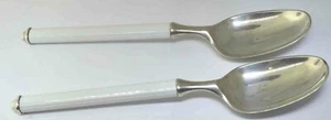 SET OF 2 ROSENTHAL STERLING WHITE PORCELAIN SOUP SPOONS BY HANSEN & GUMP - Picture 1 of 3