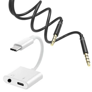 2in1 Type C to 3.5mm Audio Cable Headphone Cable fit Google Pixel 3 XL CellPhone - Picture 1 of 1