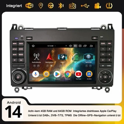 Android 14 DAB+ Autoradio Mercedes A/B-Klasse Sprinter Vito Viano VW Crafter GPS - Bild 1 von 4