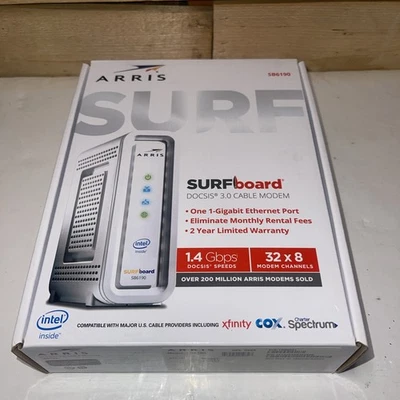 ARRIS SURFboard SB6190 DOCSIS 3.0 32 x 8 Gigabit Cable Modem White New - Image 1 of 4