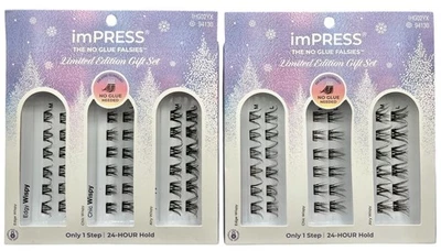 2X Kiss imPRESS Sin Pegamento Falsies Racimo Autoadhesivo Pestañas Tenues 94130 Foto 1 de 2