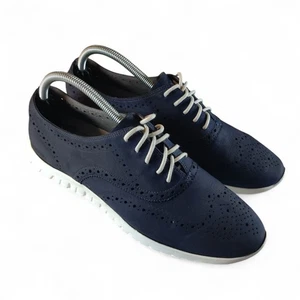Cole Haan Zerogrand Shoes Women's 11 B Navy Blue Suede Wingtip Comfort W02696 - Picture 1 of 9